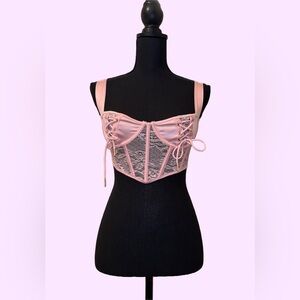 FORPLAY Pink Lace Corset Bra